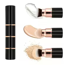 3-in-1 Mini Makeup Brush Set Detachable Portable with Dust Cover for Foundation Powder Blush and Sponge Head Make Up Tools