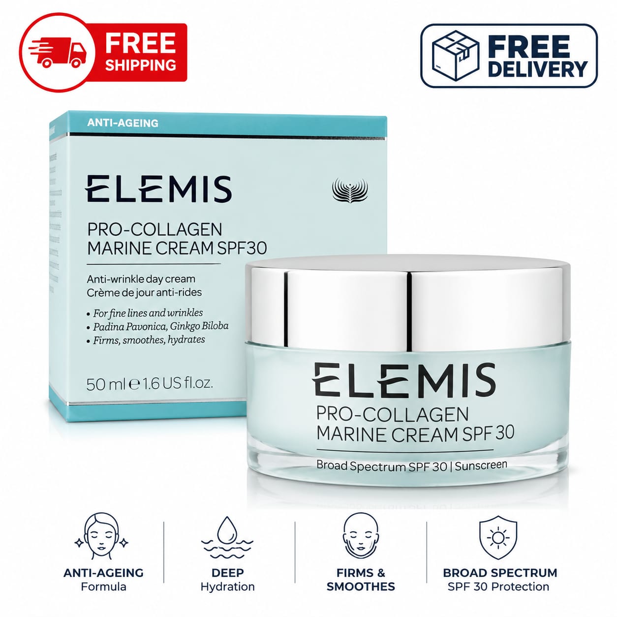 ELEMIS Pro-Collagen Marine Cream SPF 30 Anti-Wrinkle Day Cream 50ml