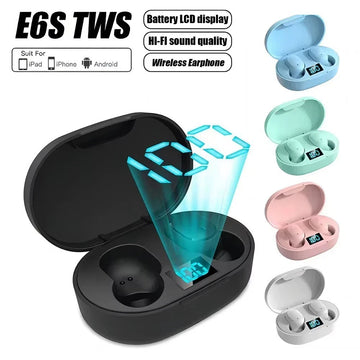 E6S Wireless Bluetooth Earphones TWS Bluetooth Headset Wireless Earbuds Noise Cancelling Earphones with Microphone Headphones